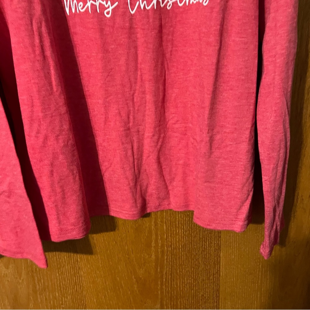 Merry Christmas long sleeve T shirt large red NWOT large - Picture 3 of 6